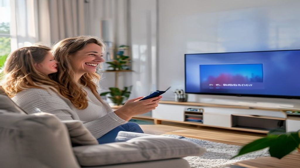 IPTV Chromecast Suomi — nainen yhdistää Chromecasting televisioon
