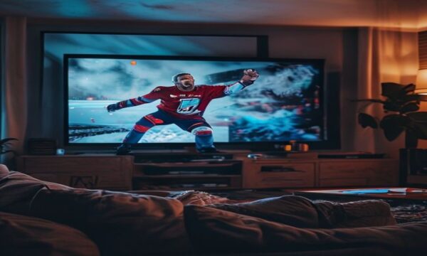 IPTV urheilu Suomi — suomalainen fani katsoo jääkiekkoa IPTV-palvelulla kotona