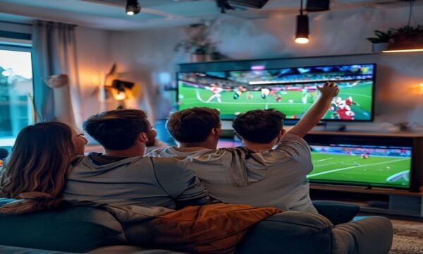 Suomalainen pariskunta katsoo urheilua IPTV-palvelulla — paras IPTV Suomi 2026
